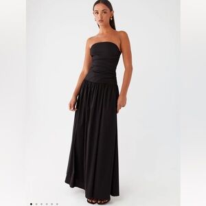 Peppermayo Carmel Black Strapless Maxi Dress